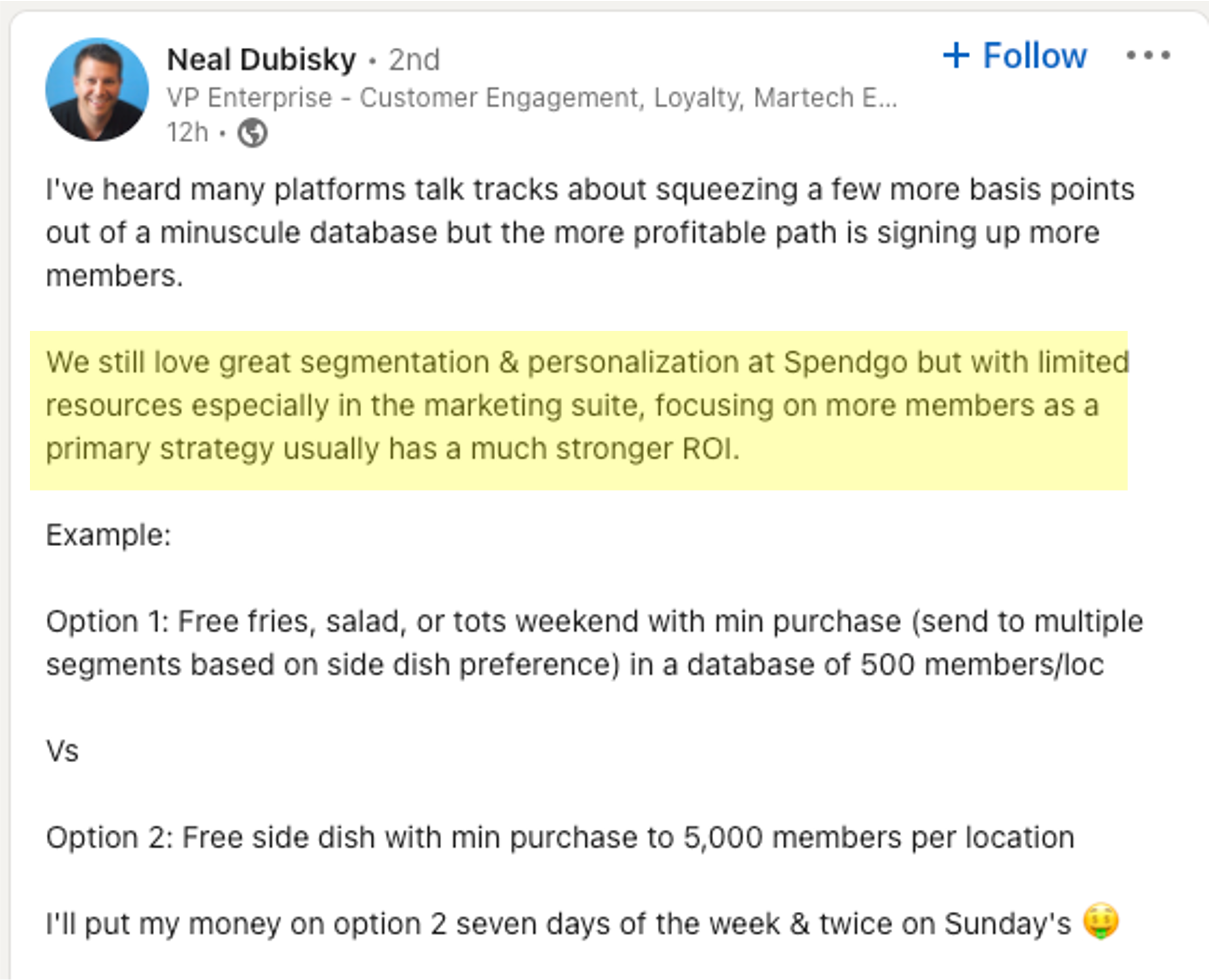 marketing to more people easier than personalization