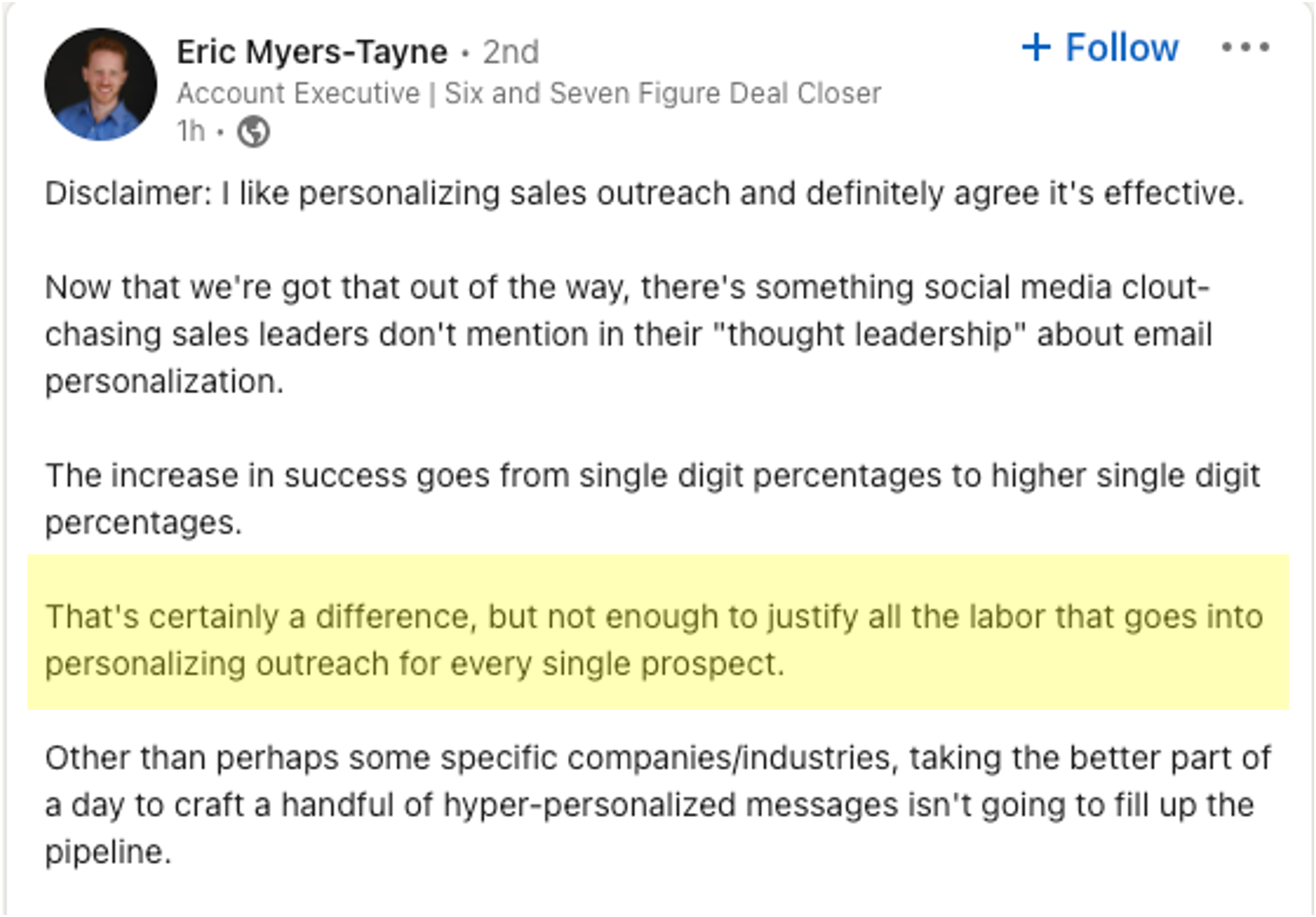 personalization effort too high