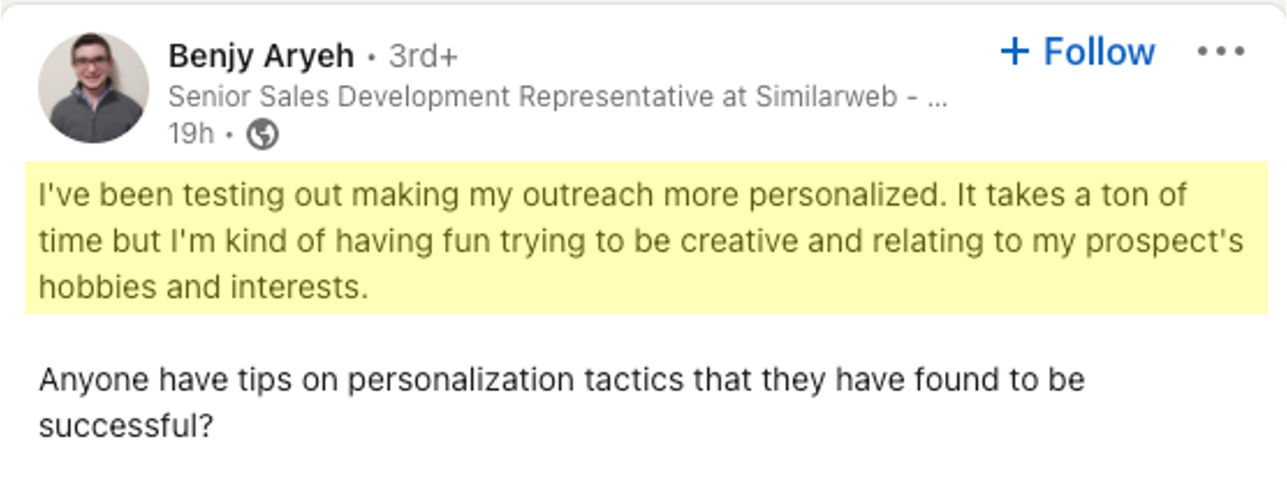 personalization is a lot of work for BDRs