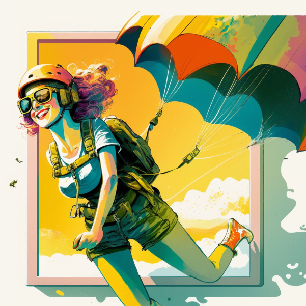 woman parachuting onto landing page